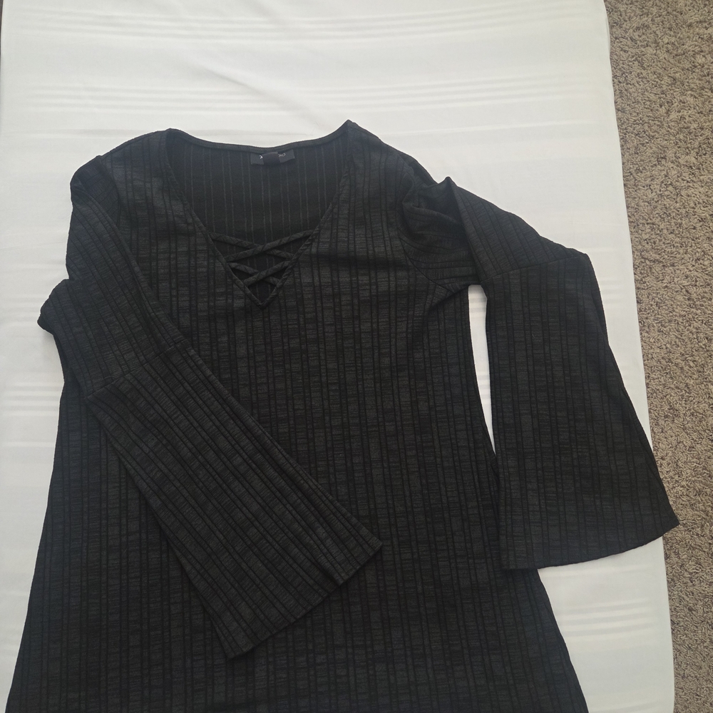 Black Long Sleeve With Criss Cross Neckline